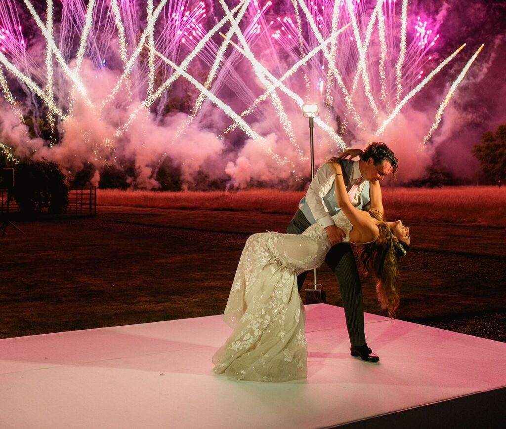 Bride and groom performing private wedding dance choreography in London