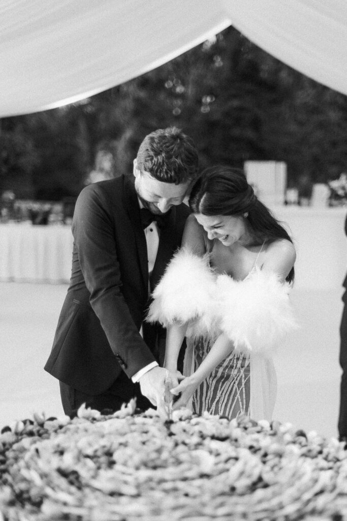 Romantic moment between bride and groom at a London wedding